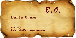 Balla Ormos névjegykártya